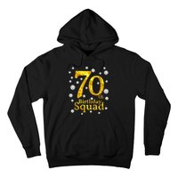 70th Birthday Squad Party Bday Gold Pearl Print Matching Hoodie