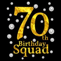 70th Birthday Squad Party Bday Gold Pearl Print Matching Sustainable Bucket Hat