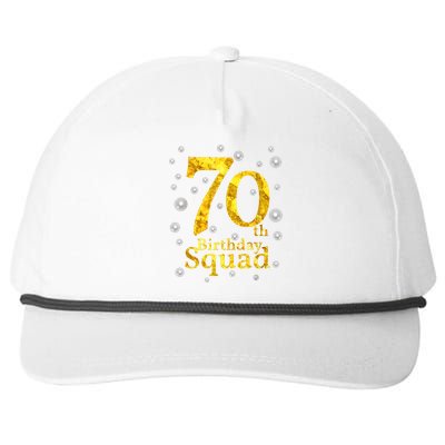 70th Birthday Squad Party Bday Gold Pearl Print Matching Snapback Five-Panel Rope Hat