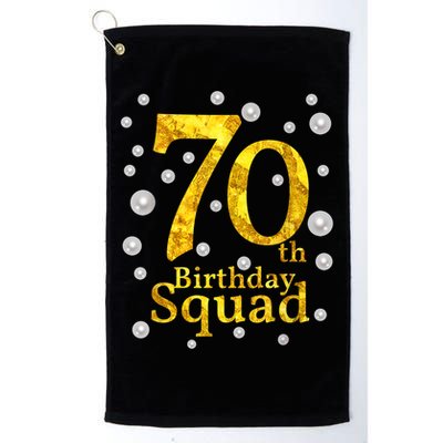 70th Birthday Squad Party Bday Gold Pearl Print Matching Golf Towel