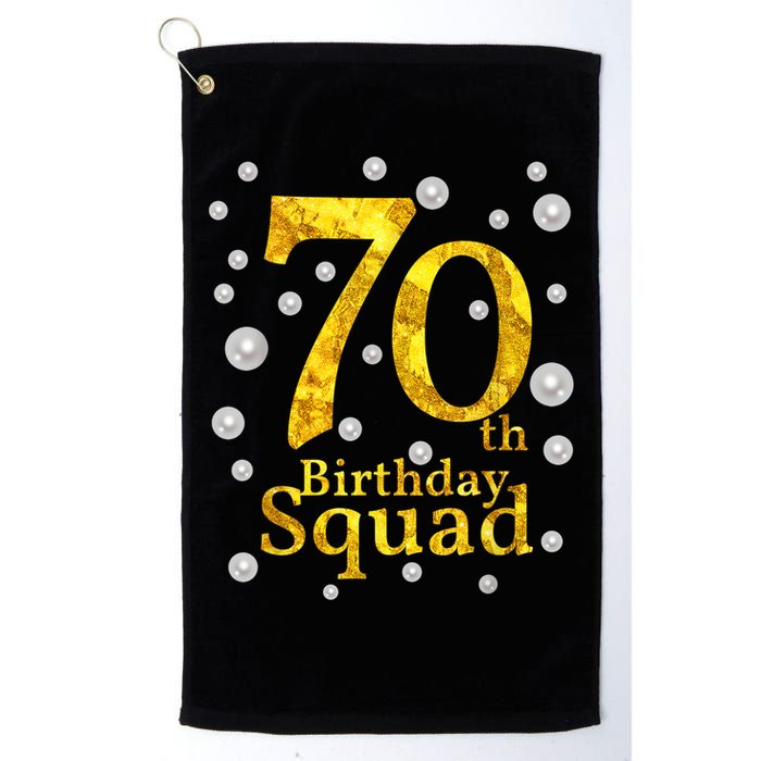 70th Birthday Squad Party Bday Gold Pearl Print Matching Golf Towel