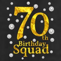 70th Birthday Squad Party Bday Gold Pearl Print Matching Golf Towel