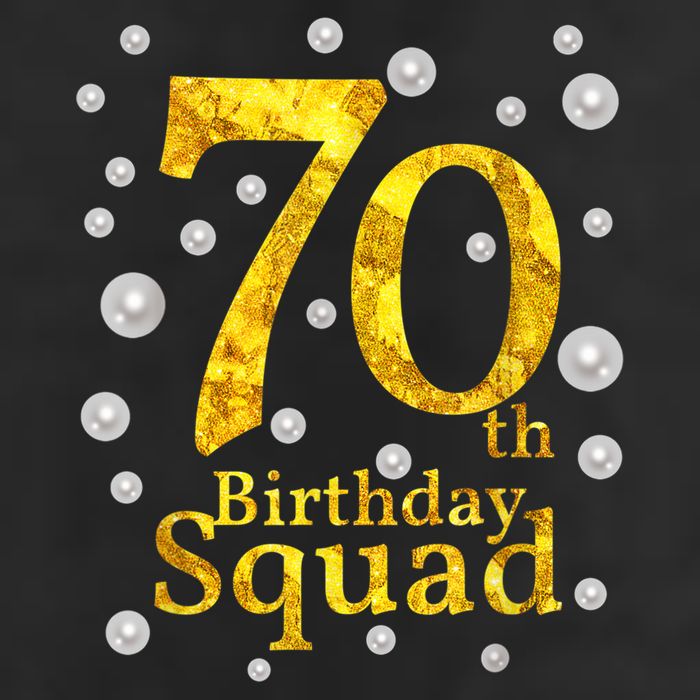 70th Birthday Squad Party Bday Gold Pearl Print Matching Golf Towel