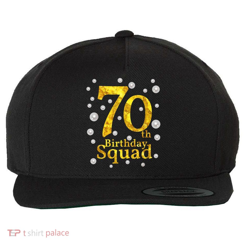70th Birthday Squad Party Bday Gold Pearl Print Matching Wool Snapback Cap