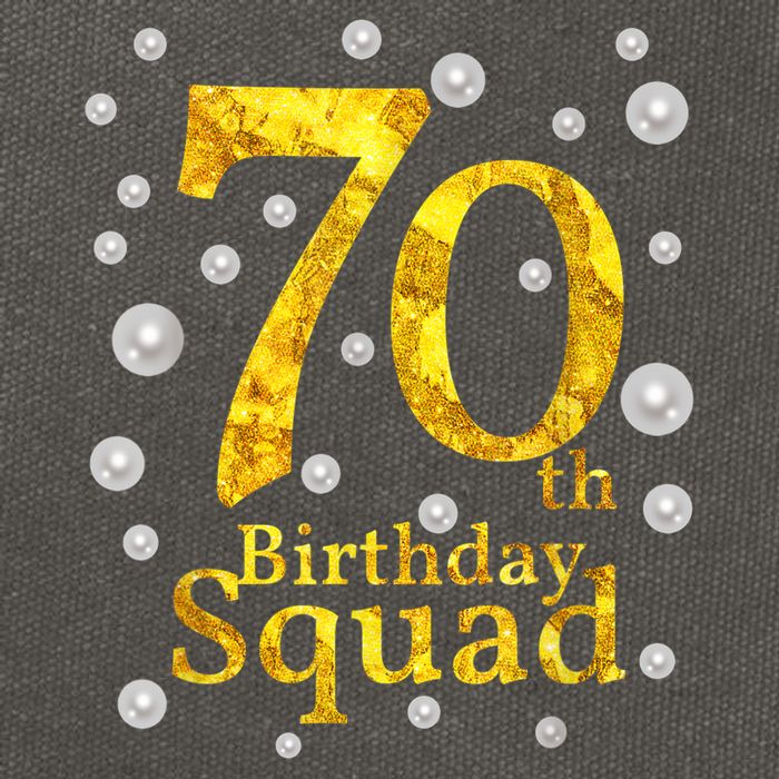 70th Birthday Squad Party Bday Gold Pearl Print Matching Cotton Canvas Backpack