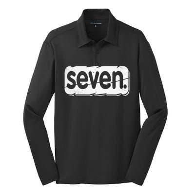 7th Birthday Seven 7 Year Old Birthday Silk Touch Performance Long Sleeve Polo