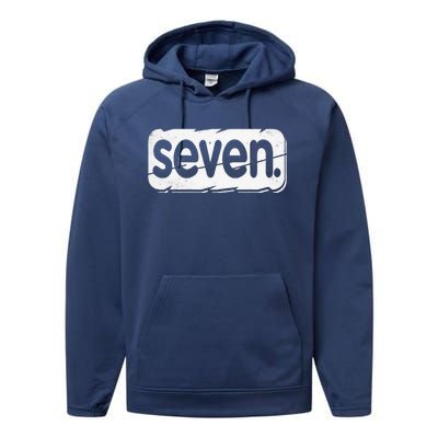 7th Birthday Seven 7 Year Old Birthday Performance Fleece Hoodie