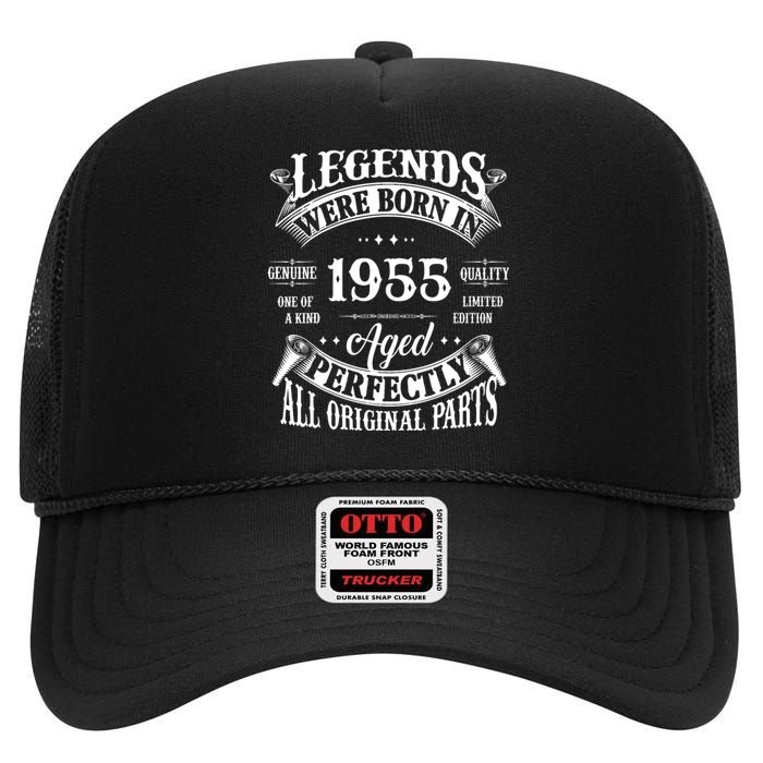 70th Birthday Vintage Legends Born In 1955 70 Years Old High Crown Mesh Back Trucker Hat