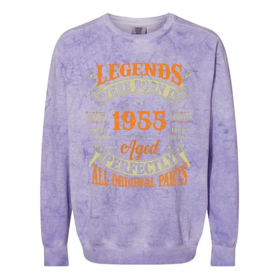 70th Birthday Vintage Legends Born In 1955 70 Years Old Colorblast Crewneck Sweatshirt