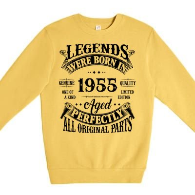 70th Birthday Vintage Legends Born In 1955 70 Years Old Premium Crewneck Sweatshirt