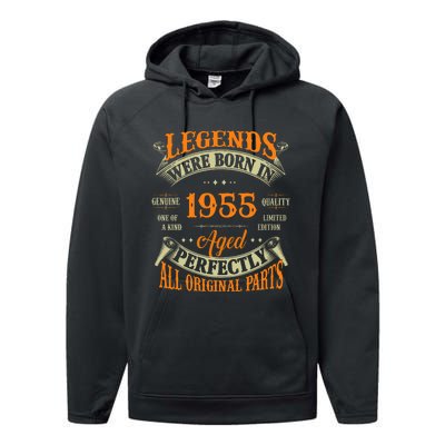 70th Birthday Vintage Legends Born In 1955 70 Years Old Performance Fleece Hoodie