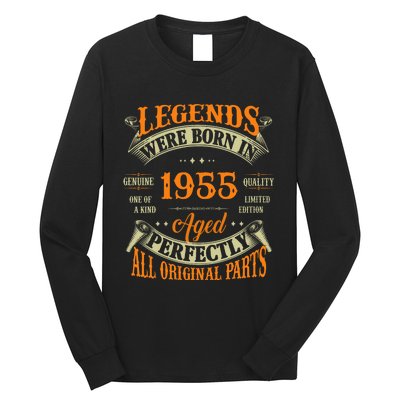 70th Birthday Vintage Legends Born In 1955 70 Years Old Long Sleeve Shirt