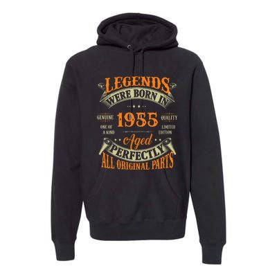 70th Birthday Vintage Legends Born In 1955 70 Years Old Premium Hoodie