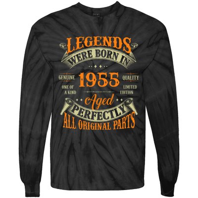 70th Birthday Vintage Legends Born In 1955 70 Years Old Tie-Dye Long Sleeve Shirt