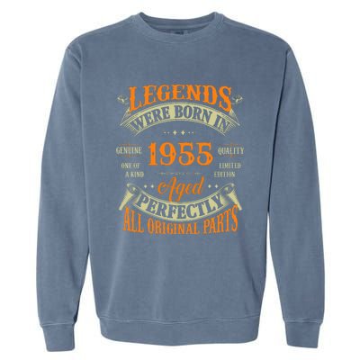 70th Birthday Vintage Legends Born In 1955 70 Years Old Garment-Dyed Sweatshirt