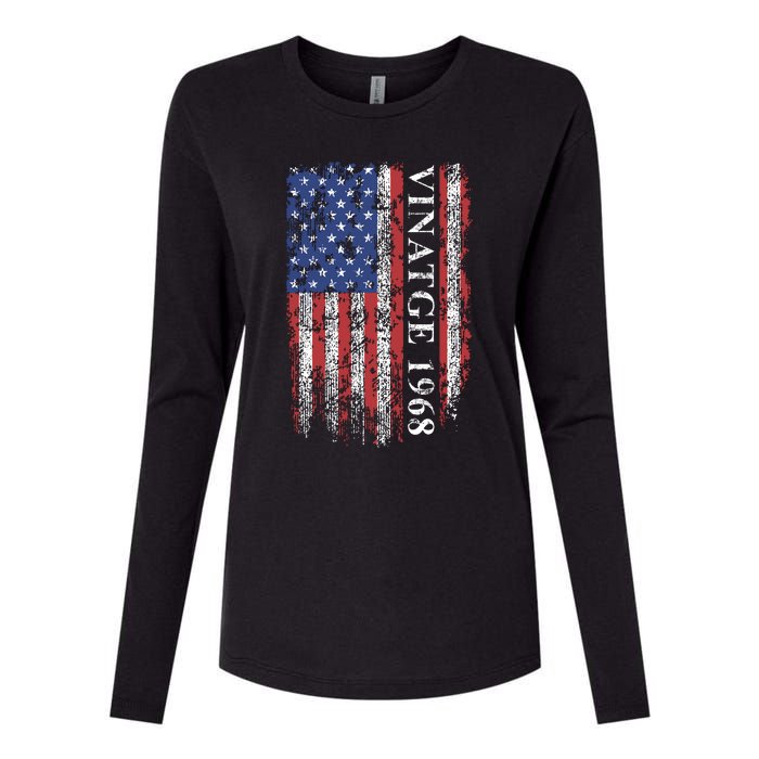 54th Birthday Vintage American Flag 1968 Womens Cotton Relaxed Long Sleeve T-Shirt