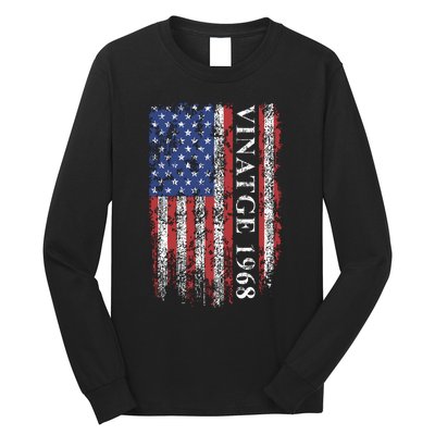 54th Birthday Vintage American Flag 1968 Long Sleeve Shirt