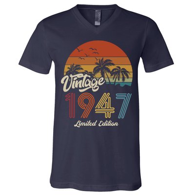 76th Birthday Vintage Limited Edition 1947 V-Neck T-Shirt