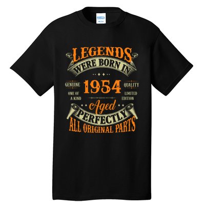 70th Birthday Vintage Legends Born In 1954 70 Years Old Tall T-Shirt