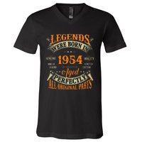 70th Birthday Vintage Legends Born In 1954 70 Years Old V-Neck T-Shirt