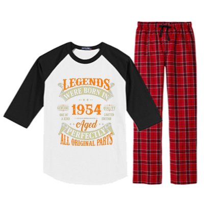 70th Birthday Vintage Legends Born In 1954 70 Years Old Raglan Sleeve Pajama Set