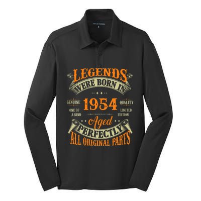 70th Birthday Vintage Legends Born In 1954 70 Years Old Silk Touch Performance Long Sleeve Polo