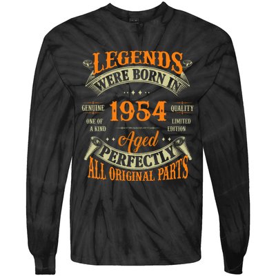 70th Birthday Vintage Legends Born In 1954 70 Years Old Tie-Dye Long Sleeve Shirt