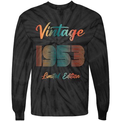 70th Birthday Vintage 1953 Limited Edition 70 Years Old Tie-Dye Long Sleeve Shirt