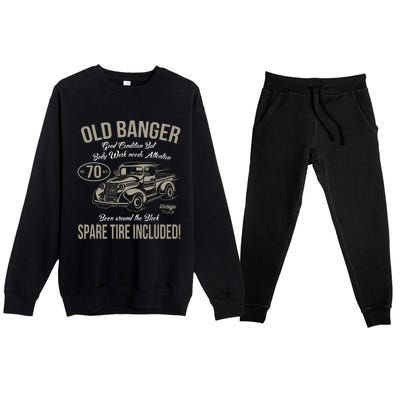 70th Birthday Vintage Old Banger 70 Years Old Gift Premium Crewneck Sweatsuit Set