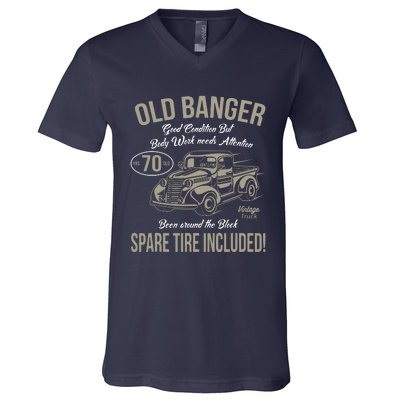 70th Birthday Vintage Old Banger 70 Years Old Gift V-Neck T-Shirt