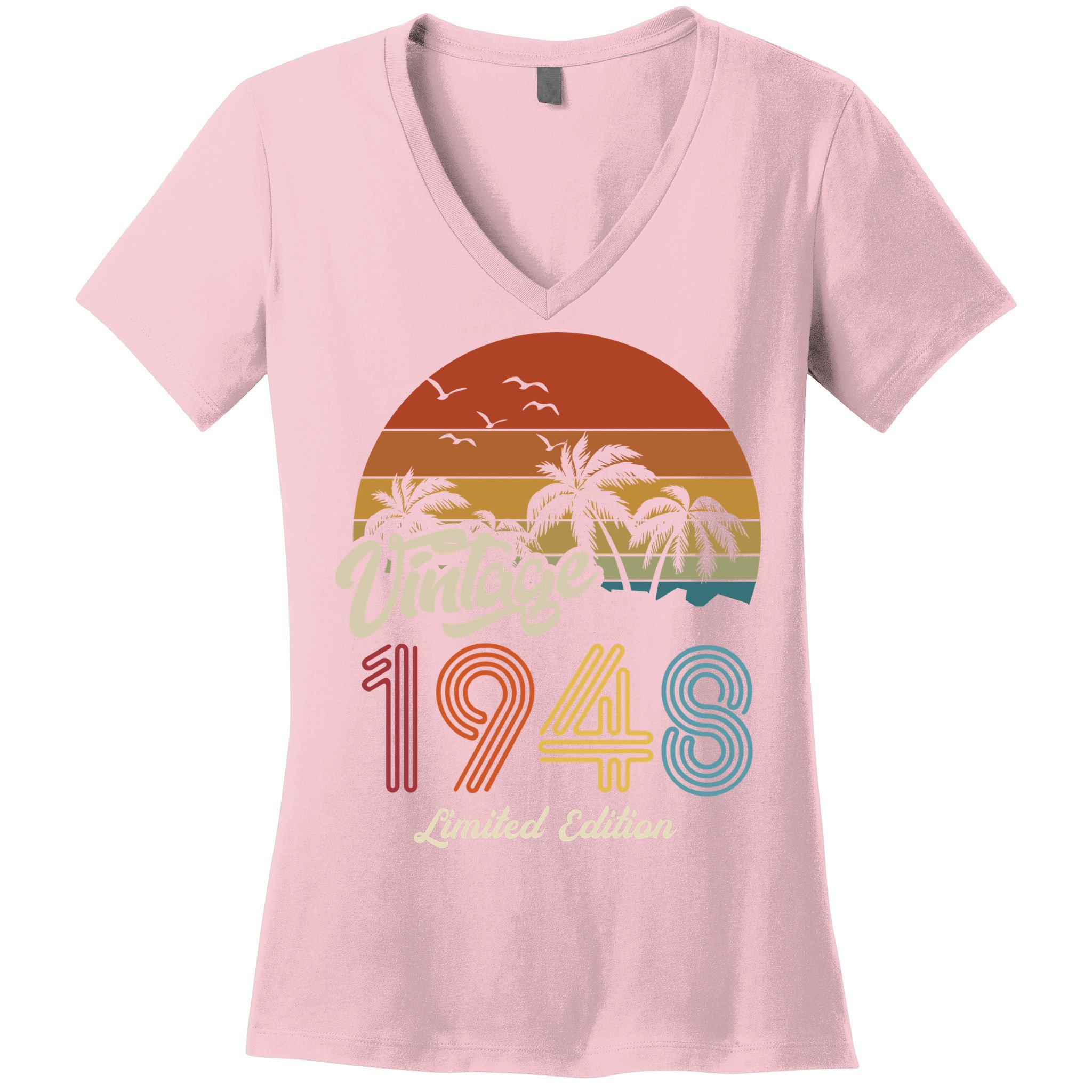 75th Birthday Vintage Limited Edition 1948 Women's V-Neck T-Shirt