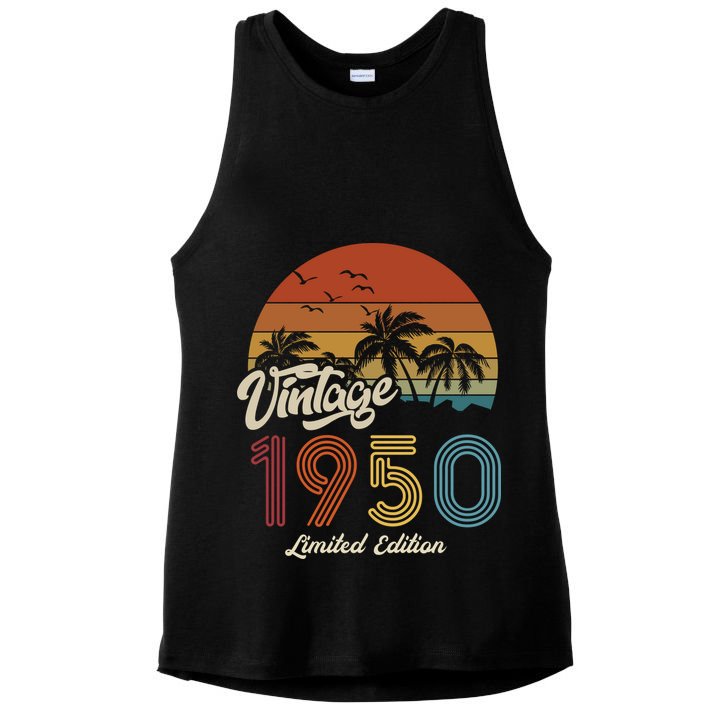 73rd Birthday Vintage Limited Edition 1950 Ladies PosiCharge Tri-Blend Wicking Tank
