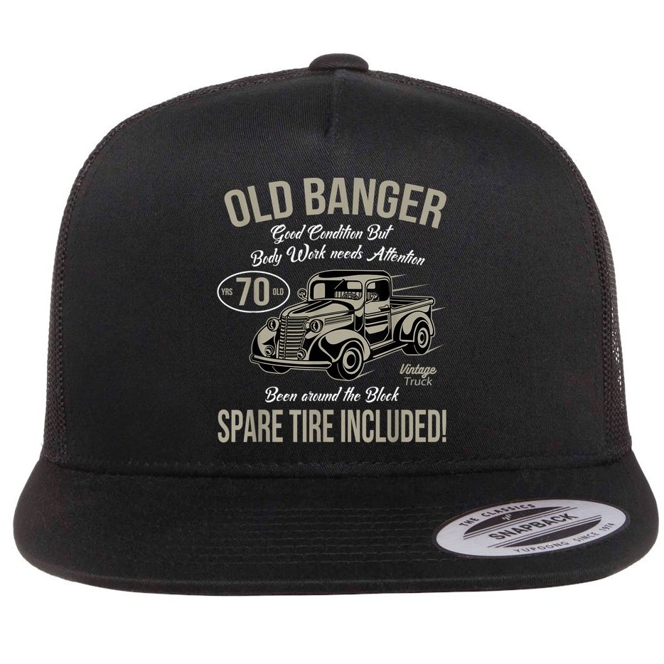 70th Birthday Vintage Old Banger 70 Years Old  Gift Retro Flat Bill Trucker Hat