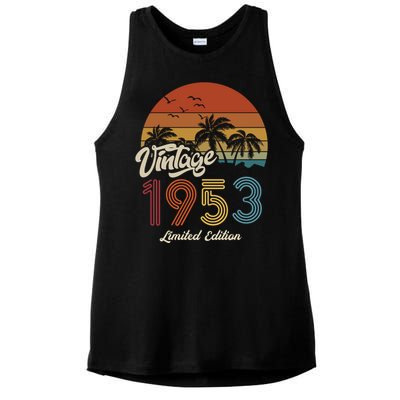 70th Birthday Vintage Limited Edition 1953 Ladies PosiCharge Tri-Blend Wicking Tank