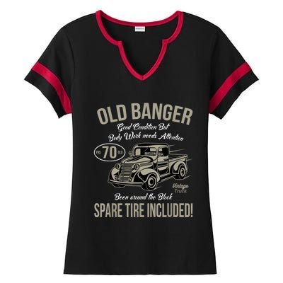 70th Birthday Vintage Old Banger 70 Years Old M.e.n Gift Retro Ladies Halftime Notch Neck Tee