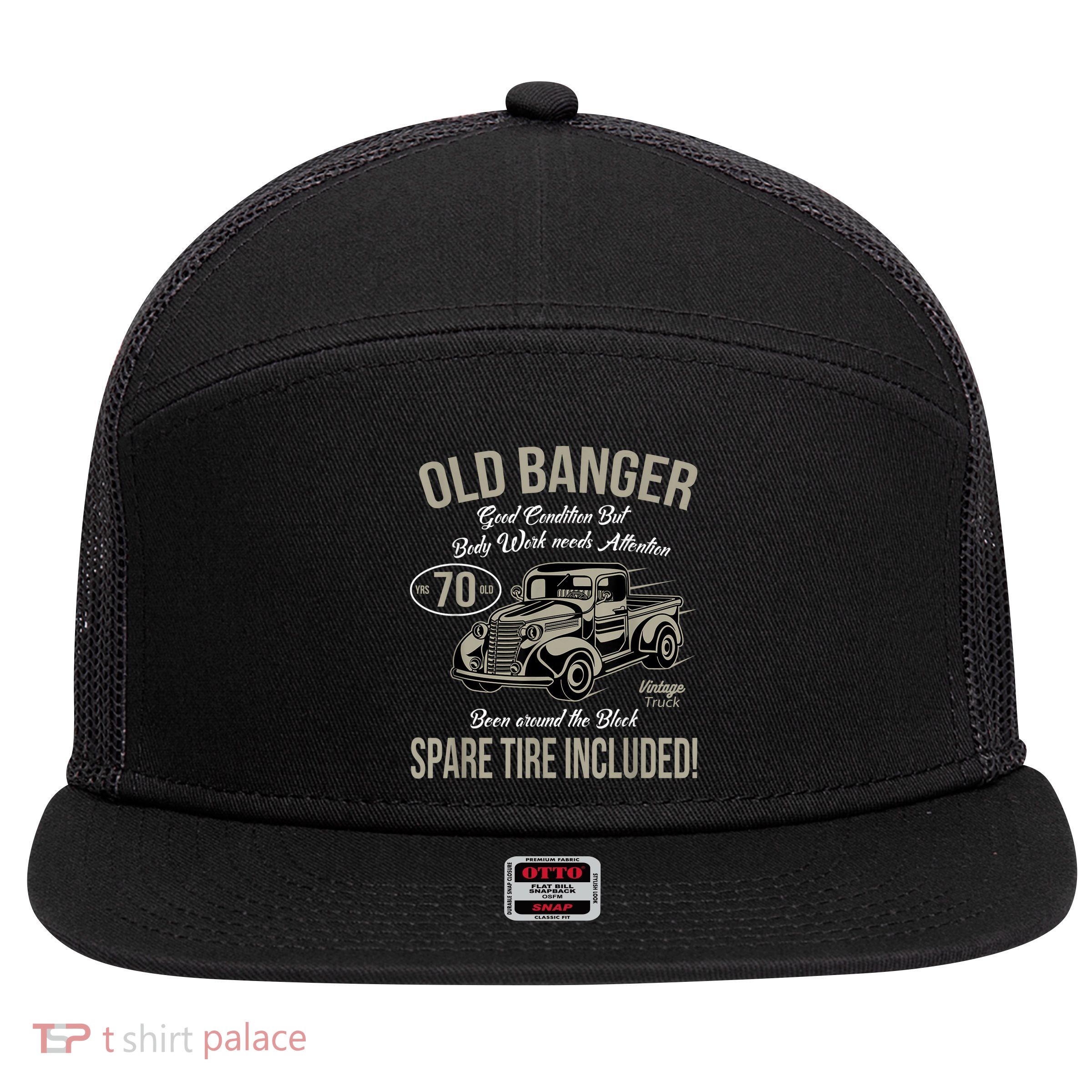 70th Birthday Vintage Old Banger 70 Years Old M.e.n Gift Retro 7 Panel Mesh Trucker Snapback Hat