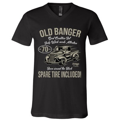 70th Birthday Vintage Old Banger 70 Years Old M.e.n Gift Retro V-Neck T-Shirt
