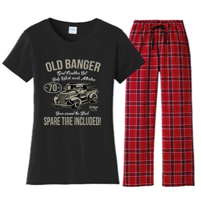 70th Birthday Vintage Old Banger 70 Years Old M.e.n Gift Retro Women's Flannel Pajama Set