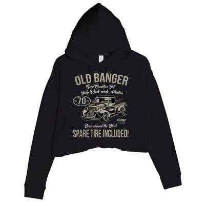 70th Birthday Vintage Old Banger 70 Years Old M.e.n Gift Retro Crop Fleece Hoodie