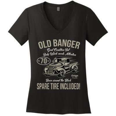 70th Birthday Vintage Old Banger 70 Years Old M.e.n Gift Retro Women's V-Neck T-Shirt