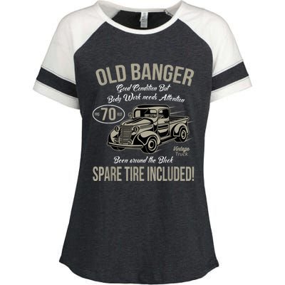 70th Birthday Vintage Old Banger 70 Years Old M.e.n Gift Retro Enza Ladies Jersey Colorblock Tee