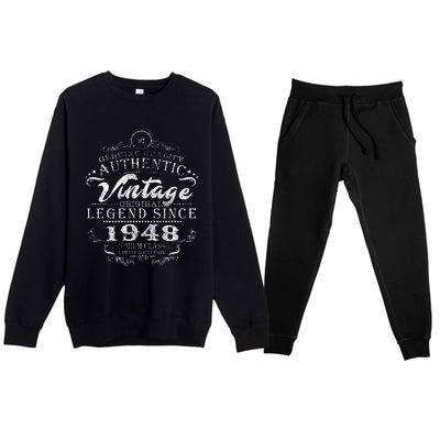 75th Birthday Vintage Legend Since 1948 Premium Crewneck Sweatsuit Set