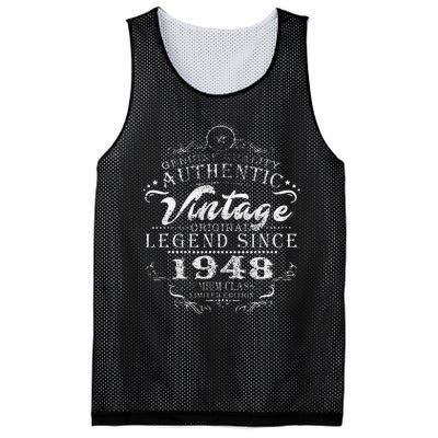 75th Birthday Vintage Legend Since 1948 Mesh Reversible Basketball Jersey Tank