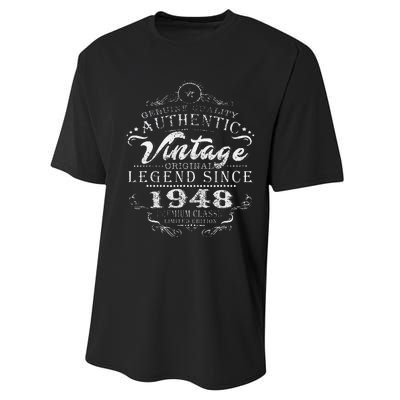 75th Birthday Vintage Legend Since 1948 Performance Sprint T-Shirt