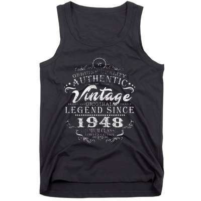 75th Birthday Vintage Legend Since 1948 Tank Top