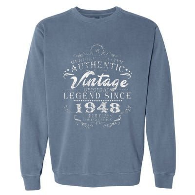 75th Birthday Vintage Legend Since 1948 Garment-Dyed Sweatshirt