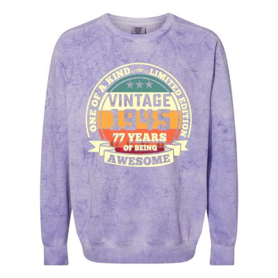 77th Birthday Vintage Tee Retro Awesome 1945 77 Years Old Tank Top Colorblast Crewneck Sweatshirt