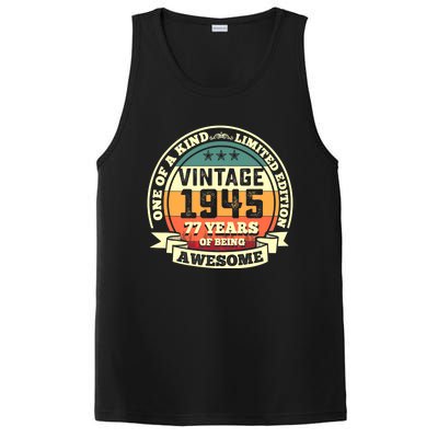 77th Birthday Vintage Tee Retro Awesome 1945 77 Years Old Tank Top PosiCharge Competitor Tank