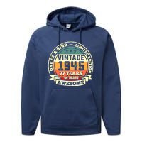 77th Birthday Vintage Tee Retro Awesome 1945 77 Years Old Tank Top Performance Fleece Hoodie