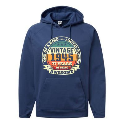 77th Birthday Vintage Tee Retro Awesome 1945 77 Years Old Tank Top Performance Fleece Hoodie